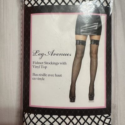 Leg Avenue Fishnet Stockings With Vinyl Top WT: 90-165 Lbs.